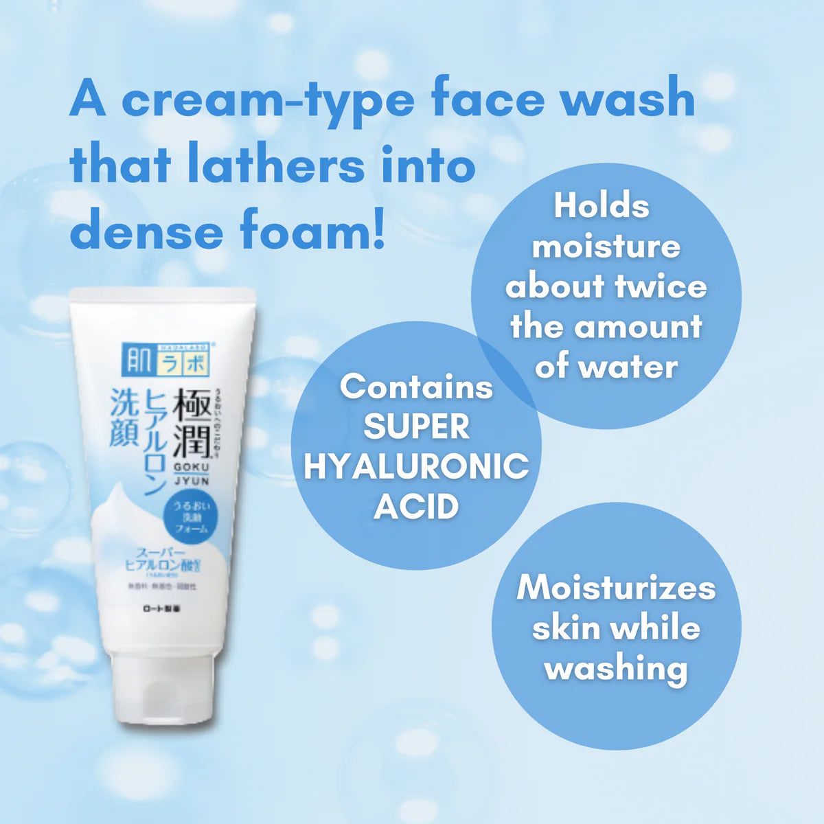 Hada Labo Gokujyun Hyaluronic Acid Foaming Cleanser 100g - Kawaco