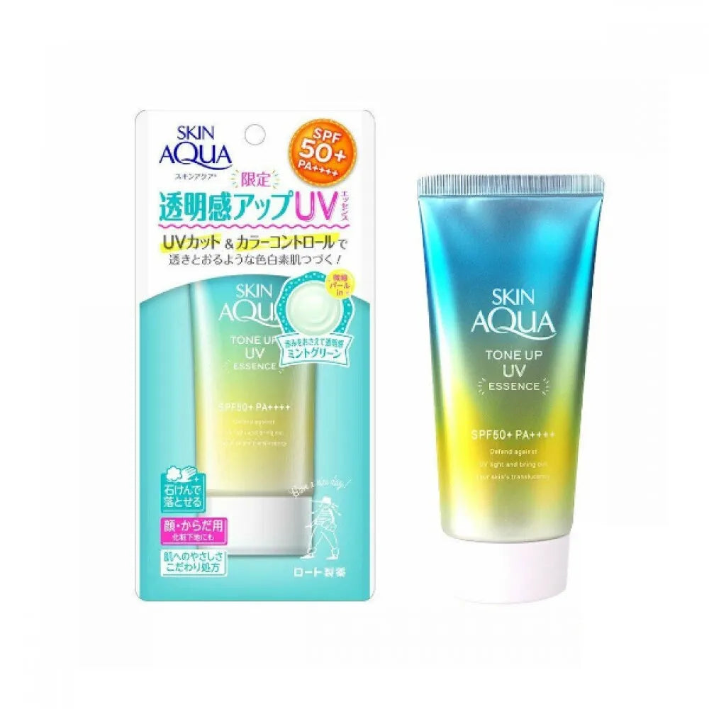 Skin Aqua Rohto Sunscreen Tone Up UV Essence 80g SPF50+/PA++++- Mint Green - Kawaco